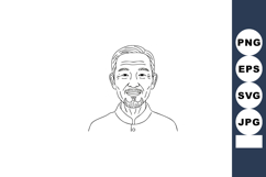 Elderly Asian Man Portrait Line Art Vector Illustration Simp Product Image 1