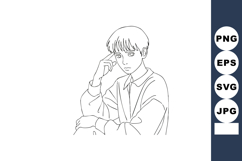 Thoughtful young man sitting and thinking vector illustratio Product Image 1