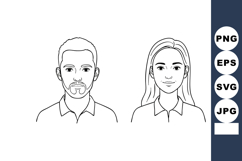 Male and Female Face Line Art Vector Illustration with Neutr Product Image 1