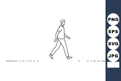 Man walking simple line art vector illustration in minimal s Product Image 1
