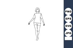Woman walking forward outline minimalist vector illustration Product Image 1