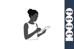 Young woman writing notes with pen and notebook in simple ve Product Image 1