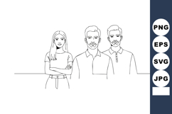 Group of three people standing together outline vector illus Product Image 1