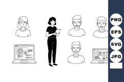 Business people avatars and laptop computers with charts and Product Image 1