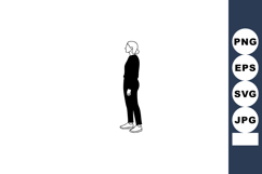 Standing woman silhouette side view casual pose vector illus Product Image 1