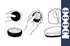Hand holding and opening round container with cream or cosme Product Image 1