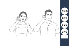 Man and Woman Communicating with Hand Near Ear Vector Illust Product Image 1