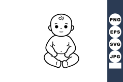Baby sitting simple line art illustration with minimal detai Product Image 1