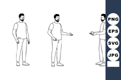 Man standing and gesturing in different poses simple line ar Product Image 1