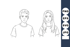 Male and Female Portraits Line Art Minimalist Style Vector I Product Image 1