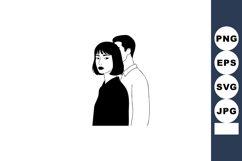 Silhouette of man and woman standing back to back in black a Product Image 1
