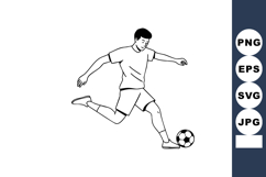Male Soccer Player Kicking Ball Vector Illustration in Simpl Product Image 1