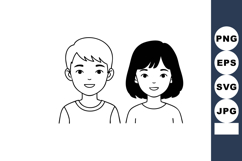 Two children smiling boy and girl vector illustration simple Product Image 1