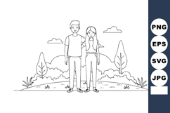 Young couple holding hands walking in nature with trees and Product Image 1