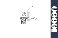 Basketball hoop and ball vector outline illustration in simp Product Image 1