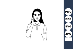 Woman Talking on Phone Casual Communication Vector Illustrat Product Image 1