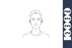 Young man portrait line art vector minimal facial features n Product Image 1