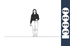 Woman walking forward casual style black and white vector il Product Image 1
