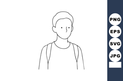 Young man wearing backpack simple line art minimalist vector Product Image 1