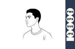 Young man side profile minimal black and white vector illust Product Image 1