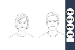 Male and Female Face Outline Vector Illustration in Minimali Product Image 1