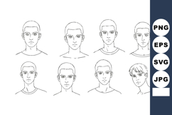 Male face expressions set with eight different emotions and Product Image 1