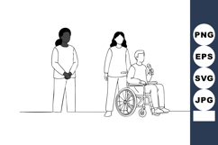 Caregiver assisting disabled person in wheelchair with suppo Product Image 1