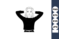 Woman Relaxing with Hands Behind Head Vector Illustration in Product Image 1