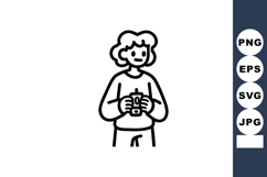Person holding coffee cup simple black line art vector illus Product Image 1