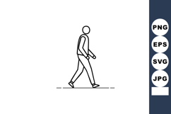 Walking person vector illustration in simple black outline s Product Image 1