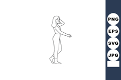 Woman standing pose simple outline vector illustration in bl Product Image 1