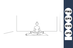 Woman meditating in lotus pose minimalist line art vector il Product Image 1