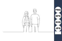 Minimalistic line art man and woman standing vector illustra Product Image 1