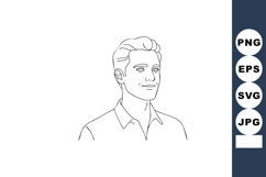 Man Portrait Line Art Vector Illustration with Casual Shirt Product Image 1