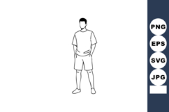 Male figure standing casual pose line art vector illustratio Product Image 1