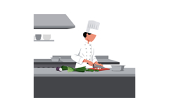 Chef preparing vegetables in minimal flat style vector art Product Image 1