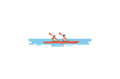 Two people kayaking on water in flat vector illustration Product Image 1