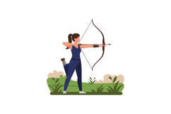 Archer preparing to shoot with bow in flat vector illustrati Product Image 1