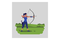 Archer preparing to shoot bow in flat vector art style Product Image 1