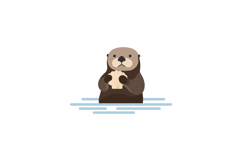 Cute otter holding a shell in a minimal flat vector illustra Product Image 1