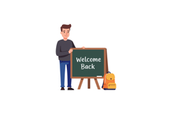 Student holding chalkboard with text in minimal vector art s Product Image 1