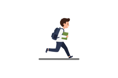 Young student running with books in flat vector illustration Product Image 1