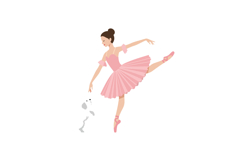 Ballerina performing gracefully with a playful dog in flat v Product Image 1