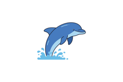 Dolphin jumping playfully in blue water minimal vector illus Product Image 1