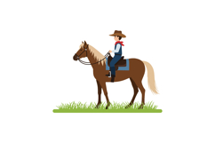 Cowboy riding a horse in flat design vector art style vector Product Image 1