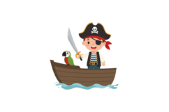 Pirate character with sword and parrot in flat vector art Product Image 1