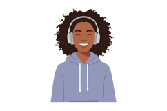 Smiling young woman wearing headphones in flat vector illust Product Image 1