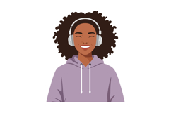 Smiling young woman with headphones in flat vector illustrat Product Image 1