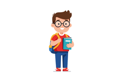 Student boy holding books with backpack in flat vector art Product Image 1