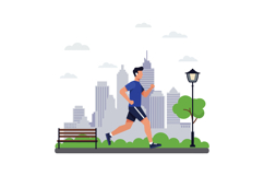 Person jogging in a city park depicted in flat vector art Product Image 1